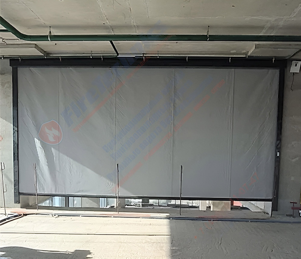 Штора рулонная автоматическая FireTechnics EI 180. Короб standart, направляющие и отсекающая шина premium