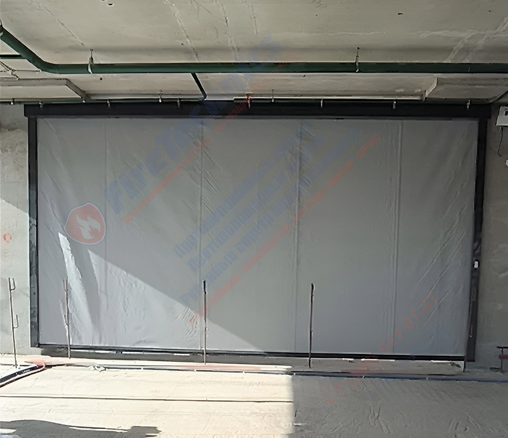 Штора рулонная автоматическая FireTechnics EI 180. Короб standart, направляющие и отсекающая шина premium